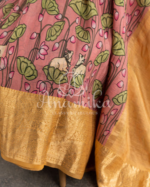 Munga Silk Saree in Pichwai Print