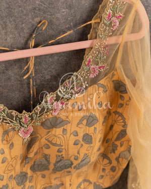 Munga Silk Saree in Pichwai Print