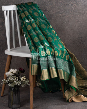 Green Chanderi Saree w/ Silver Blouse