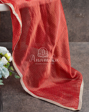 Red Tissue Chanderi Saree w/ Yellow Floral Blouse