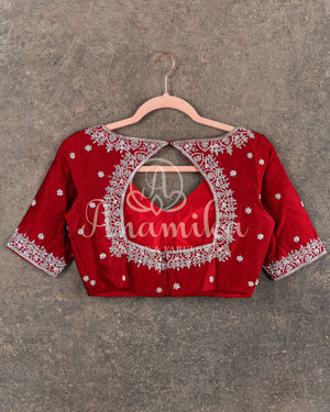 Red Satin Organza Saree