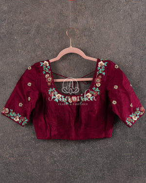 Maroon Floral Gerogette Saree