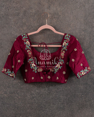 Maroon Floral Gerogette Saree