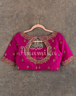 Rani Pink blouse with gold zardosi work