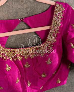 Rani Pink blouse with gold zardosi work