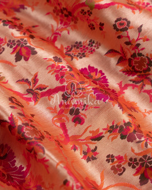Reddish Pink Banarasi Silk Saree in Paithani Weave