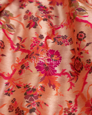 Reddish Pink Banarasi Silk Saree in Paithani Weave