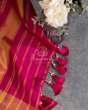 Dark Grey Pure Silk Bandini saree with handwoven patola border and pallu