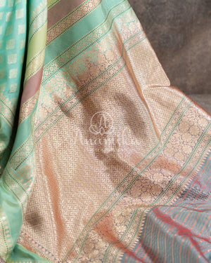 Teal Banarasi Silk Saree with a contrast hand work blouse