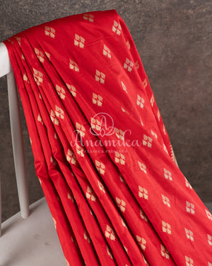 Red Banarasi Silk Saree with contrast black floral weave border