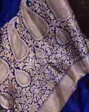 Banarasi Silk Saree in Royal Blue with all over kadua buttas