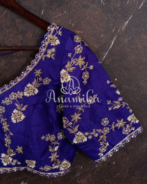 Banarasi Silk Saree in Royal Blue with all over kadua buttas