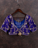 Banarasi Silk Saree in Royal Blue with all over kadua buttas