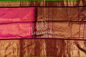 Gorgeous Gadwal Kanchi Silk saree in pink/maroon combo with all over brocade weaving