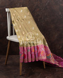 Banarasi Kora Tissue Saree w/ Meenakari Floral Border