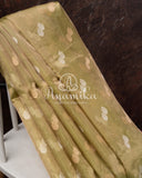 Banarasi Kora Tissue Saree w/ Meenakari Floral Border