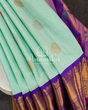 Blue and Purple Gadwal Pattu Saree