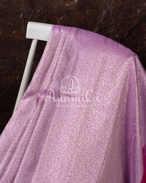Kanchipuram Lavender Saree w/ Pink Borders Paired w/ Pink Blouse