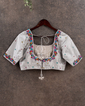 Royal Blue Ikkat Patola Saree w/ White Blouse