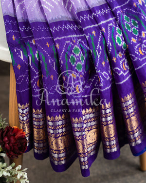 Lavender/Purple Twill Bandini saree with kanchi border and pallu