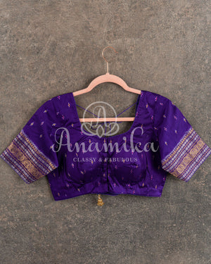 Lavender/Purple Twill Bandini saree with kanchi border and pallu