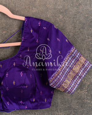 Lavender/Purple Twill Bandini saree with kanchi border and pallu