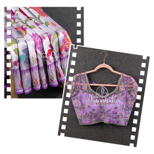 Lovely Lavender Tusser georgette saree with all over paithani weave
