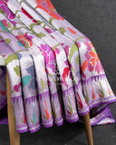 Lovely Lavender Tusser georgette saree with all over paithani weave