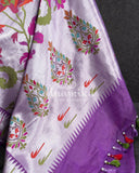 Lovely Lavender Tusser georgette saree with all over paithani weave