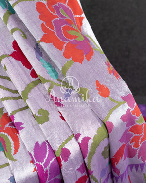 Lovely Lavender Tusser georgette saree with all over paithani weave