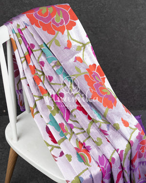 Lovely Lavender Tusser georgette saree with all over paithani weave