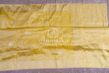 Yellow Banarasi Katan Tissue in Pastel Yellow with a stunning lavender zardosi work border