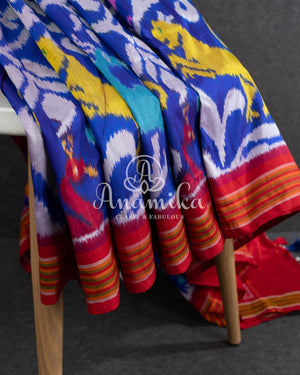 Double Ikkat Patola in Royal Blue with lovely pattern