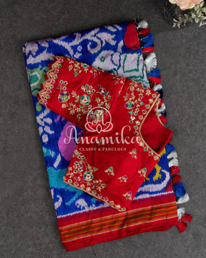 Double Ikkat Patola in Royal Blue with lovely pattern