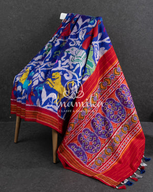 Double Ikkat Patola in Royal Blue with lovely pattern