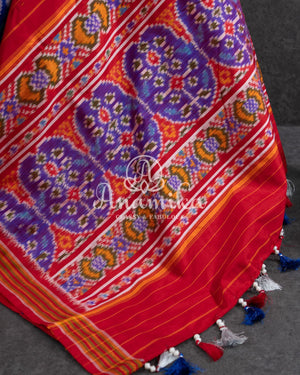 Double Ikkat Patola in Royal Blue with lovely pattern
