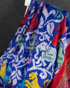 Double Ikkat Patola in Royal Blue with lovely pattern