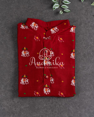 Red Patola Kurta on Pure Silk