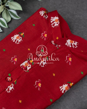 Red Patola Kurta on Pure Silk