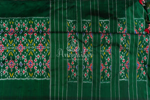 Dark Green Ikkat Patola pure silk saree