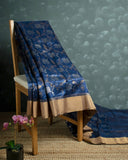 Dark Blue Chanderi Silk saree with all over jaal weaving