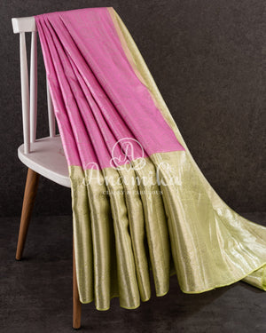 Kanjeevaram saree in a unique shade of pastel pink with pastel green