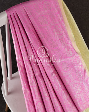Kanjeevaram saree in a unique shade of pastel pink with pastel green