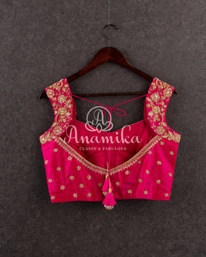 Light Pink Banarasi Kora Tissue with a contrast red zari woven border