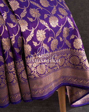 Purple Banarasi Silk Saree with contrast lilac blouse