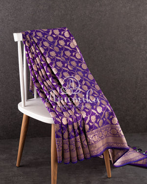 Purple Banarasi Silk Saree with contrast lilac blouse