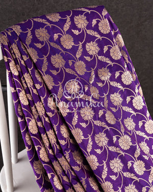 Purple Banarasi Silk Saree with contrast lilac blouse