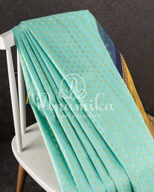 A kanjeevaram saree in the most treanding light blue and dark blue combo