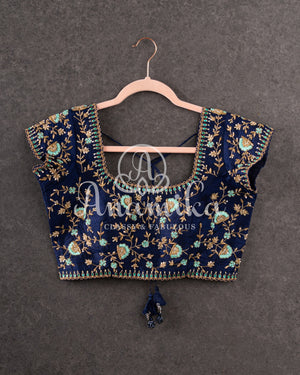 A kanjeevaram saree in the most treanding light blue and dark blue combo