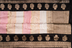 Classic Banarasi Rangkart Silk saree in hues of pink and peach with black border